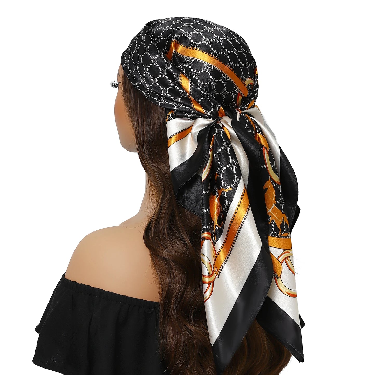 90cm Women Four Seasons Square Silk Satin Bandana Wrap Shawl Scarves Scarfs kfy1