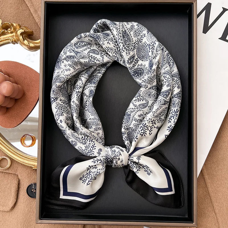 70*70cm Women Fashion Plaid Silk Satin Square Scarf Shawl Wrap Bandana Scarves