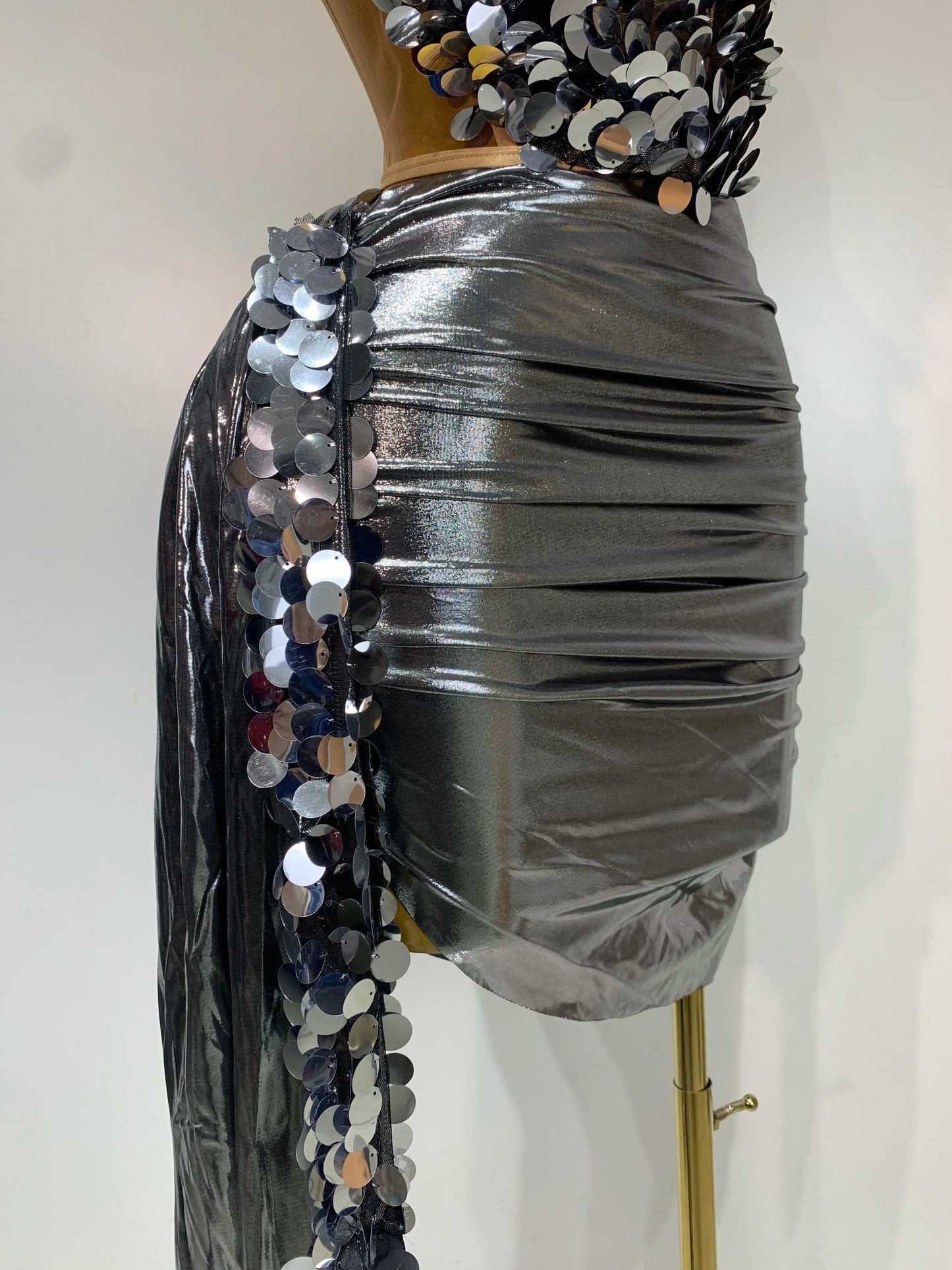 Sparkly Sequin Two Piece Sexy Strapless Backless Women's Evening Nightwear Dress