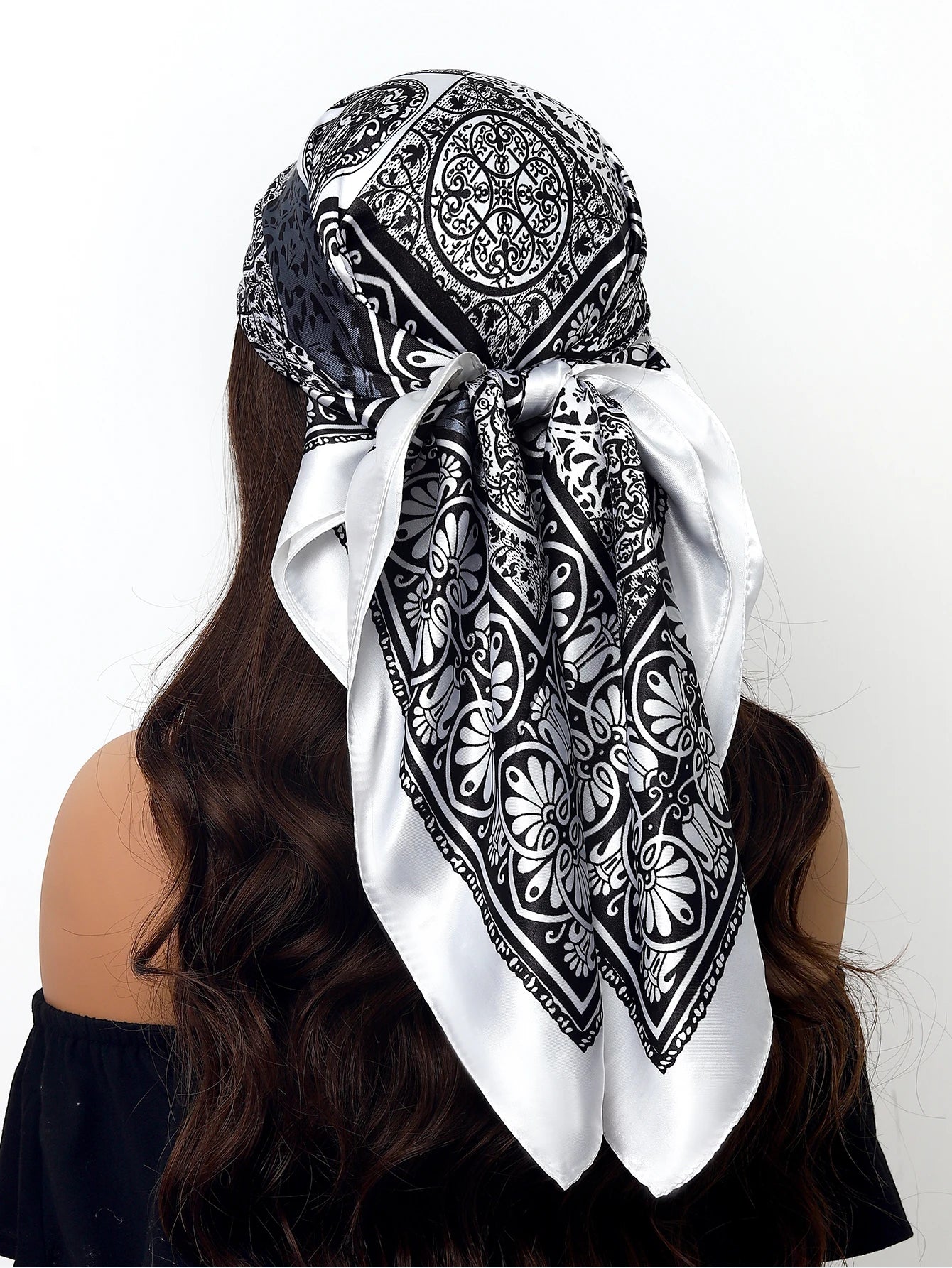 90cm Women Four Seasons Square Silk Satin Bandana Wrap Shawl Scarves Scarfs Sqk2