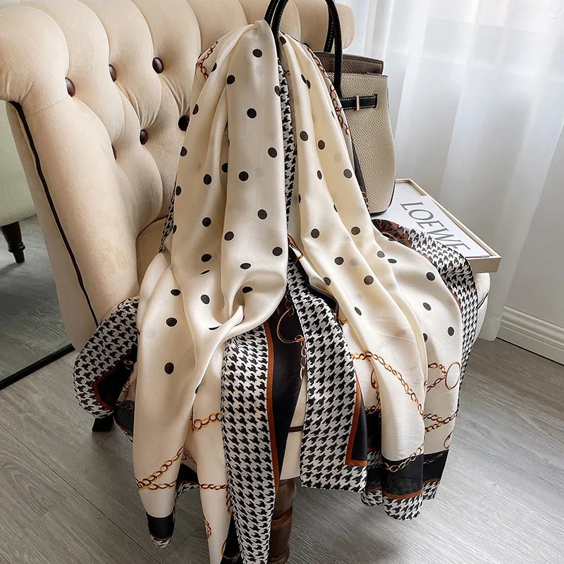 180*90cm Women Designs Silk Satin Bandana Long Shawls Wraps Scarves Pashmina Scarf