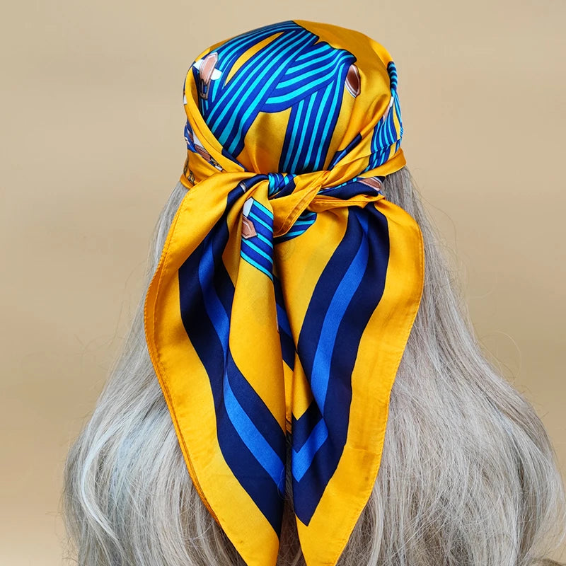 90cm Women Four Seasons Square Silk Satin Bandana Wrap Shawl Scarves Scarfs SRk3