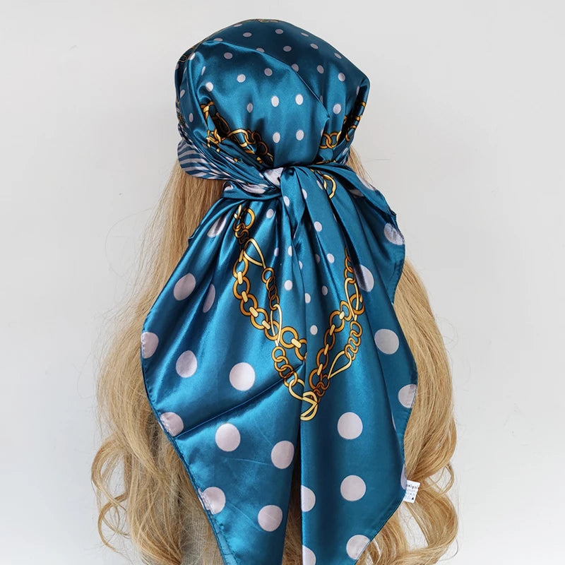 90cm Women Four Seasons Square Silk Satin Bandana Wrap Shawl Scarves Scarfs Spk11