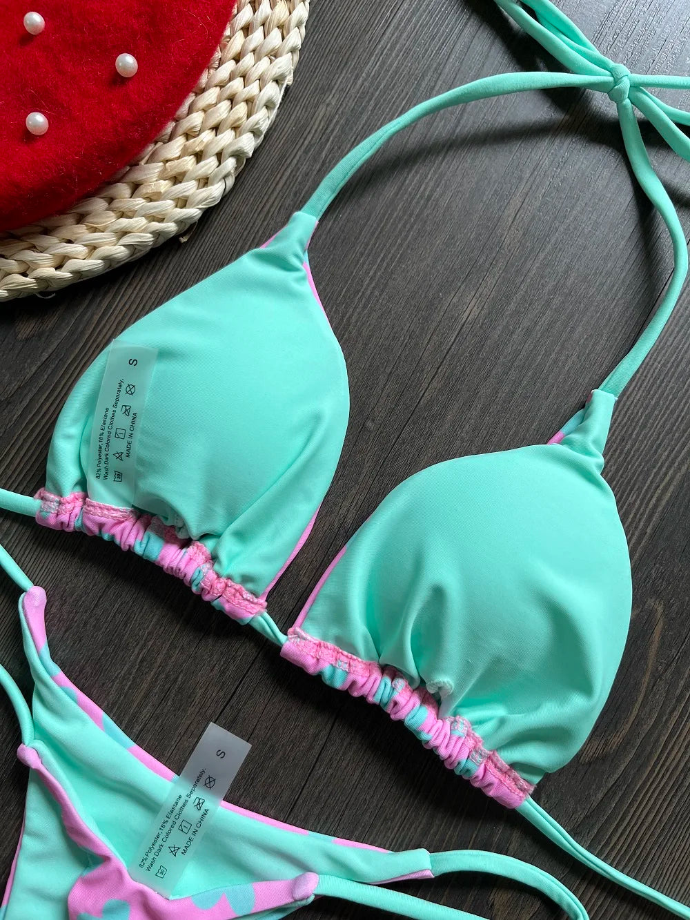 Sexy Print Thong Push Up Bikini Two Pieces Swimwear Beachwear Bathing Suits