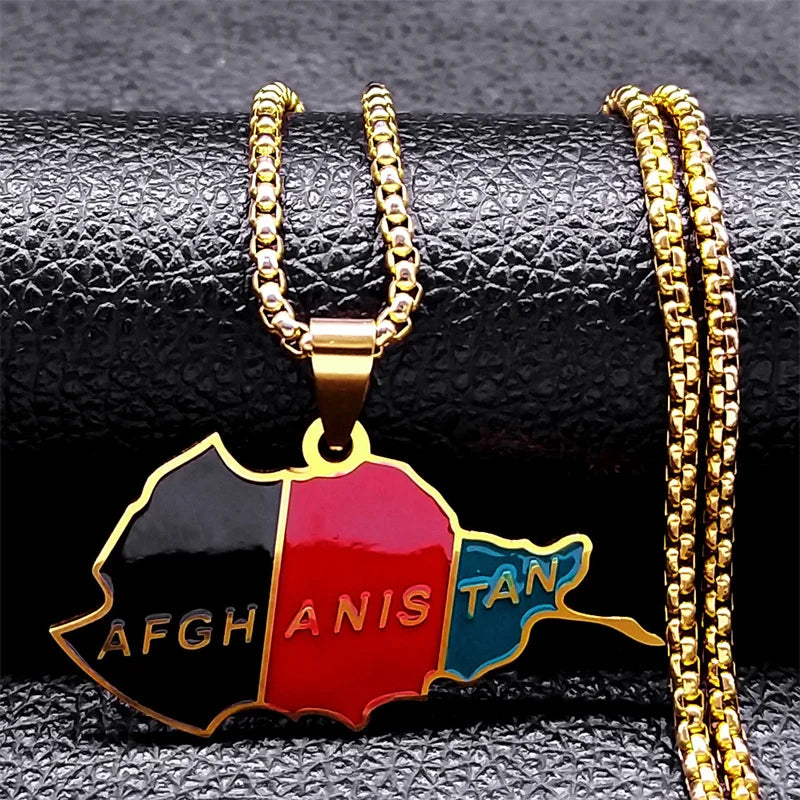 Women Men Kurdistan Afghanistan Region Flag Map Stainless Steel Pendants Necklace