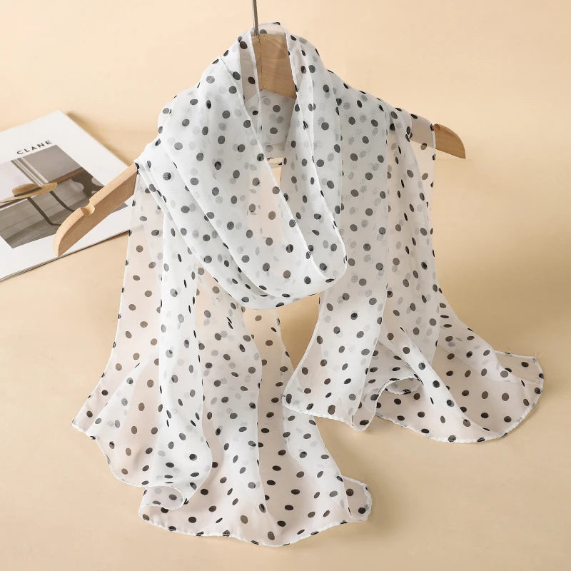 Women Fashion Printed Dot Chiffon Bandanas Beach Wrap Scarf Scarves