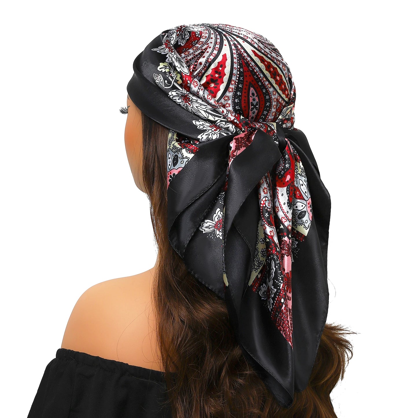 90cm Women Four Seasons Square Silk Satin Bandana Wrap Shawl Scarves Scarfs Spk13