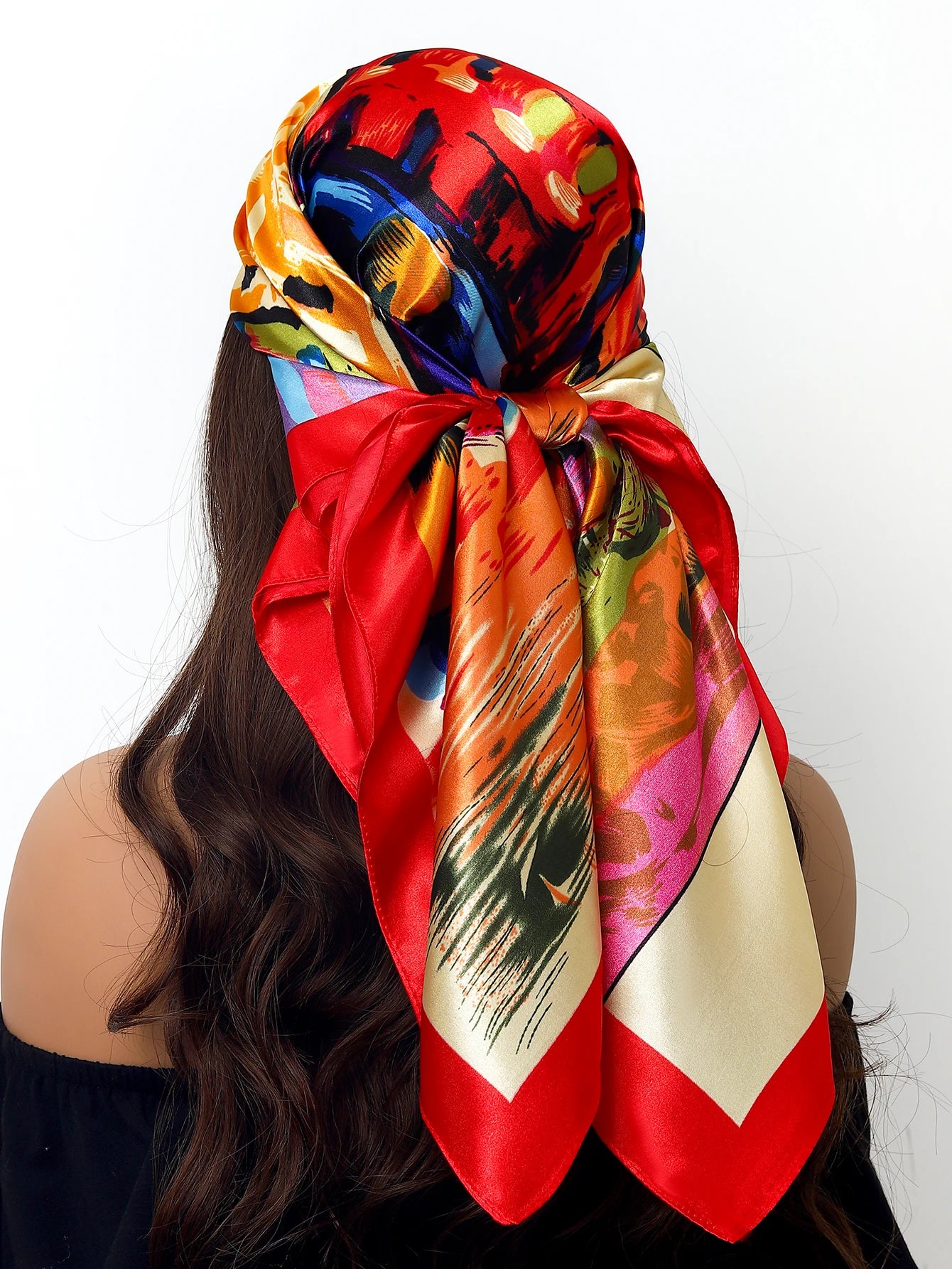 90cm Women Four Seasons Square Silk Satin Bandana Wrap Shawl Scarves Scarfs Sqk2