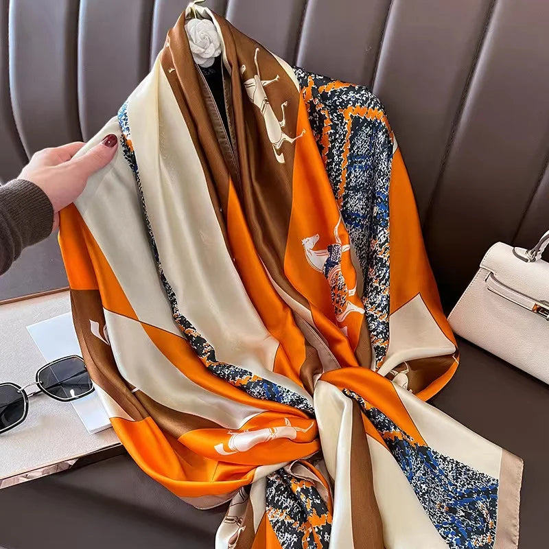 180X90cm Women Four Seasons Bandanna Designs Square Wrap Shawl Scarf Scarves kgL5