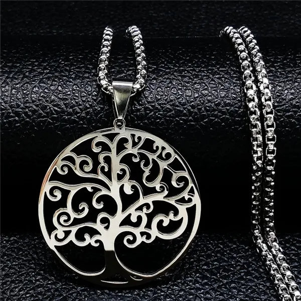 Tree of Life Collar Stainless Steel Women Men Chain Necklace Pendant