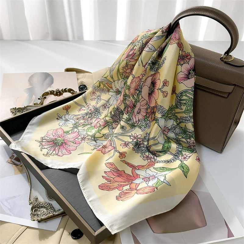 Women Silk Like Square Scarf Printed Satin Bandana Shawl Wraps Scarves