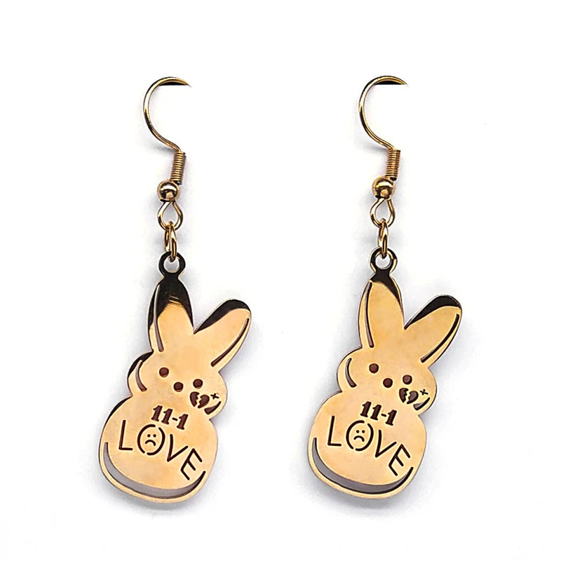 Women Men Kpop Lil Peep Rabbit Sad Stainless Steel Chain Necklace Pendant