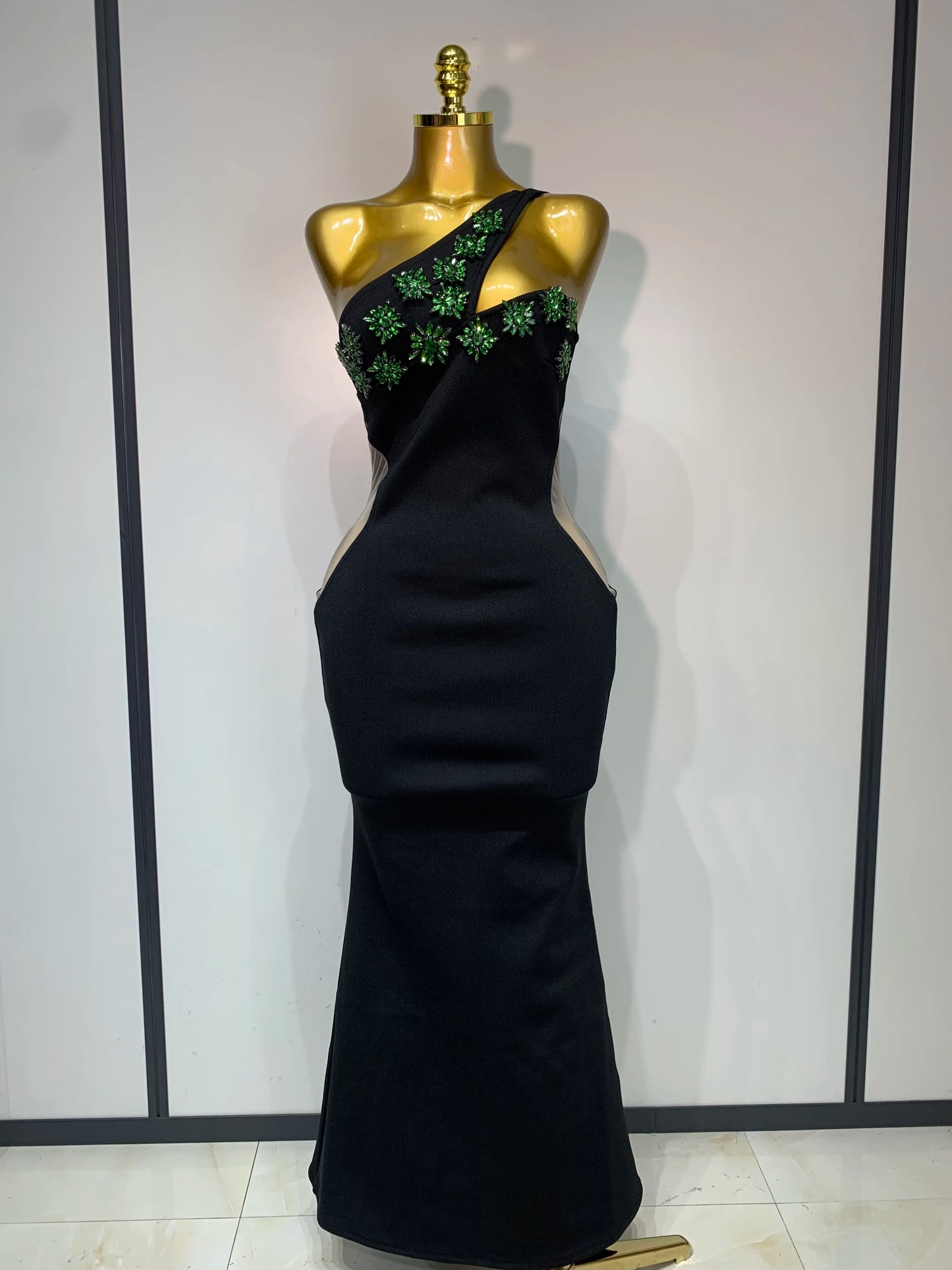 Sexy Backless Stretch Sparkly Rhinestones Evening Bandage Long Prom Party Dress