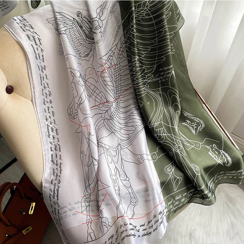 180*90cm Women Designs Silk Satin Bandana Long Shawls Wraps Scarves Pashmina Scarf