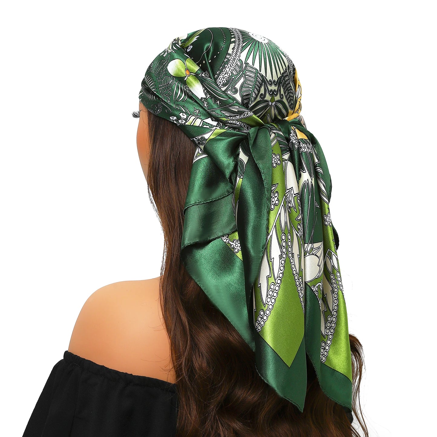 90cm Women Four Seasons Square Silk Satin Bandana Wrap Shawl Scarves Scarfs Spk13