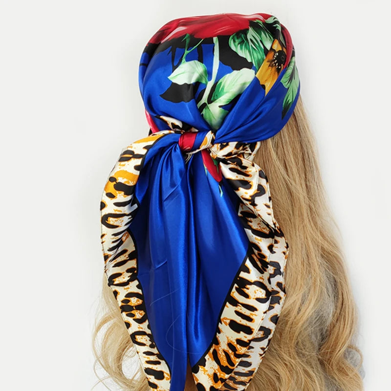 90cm Women Four Seasons Square Silk Satin Bandana Wrap Shawl Scarves Scarfs gf08