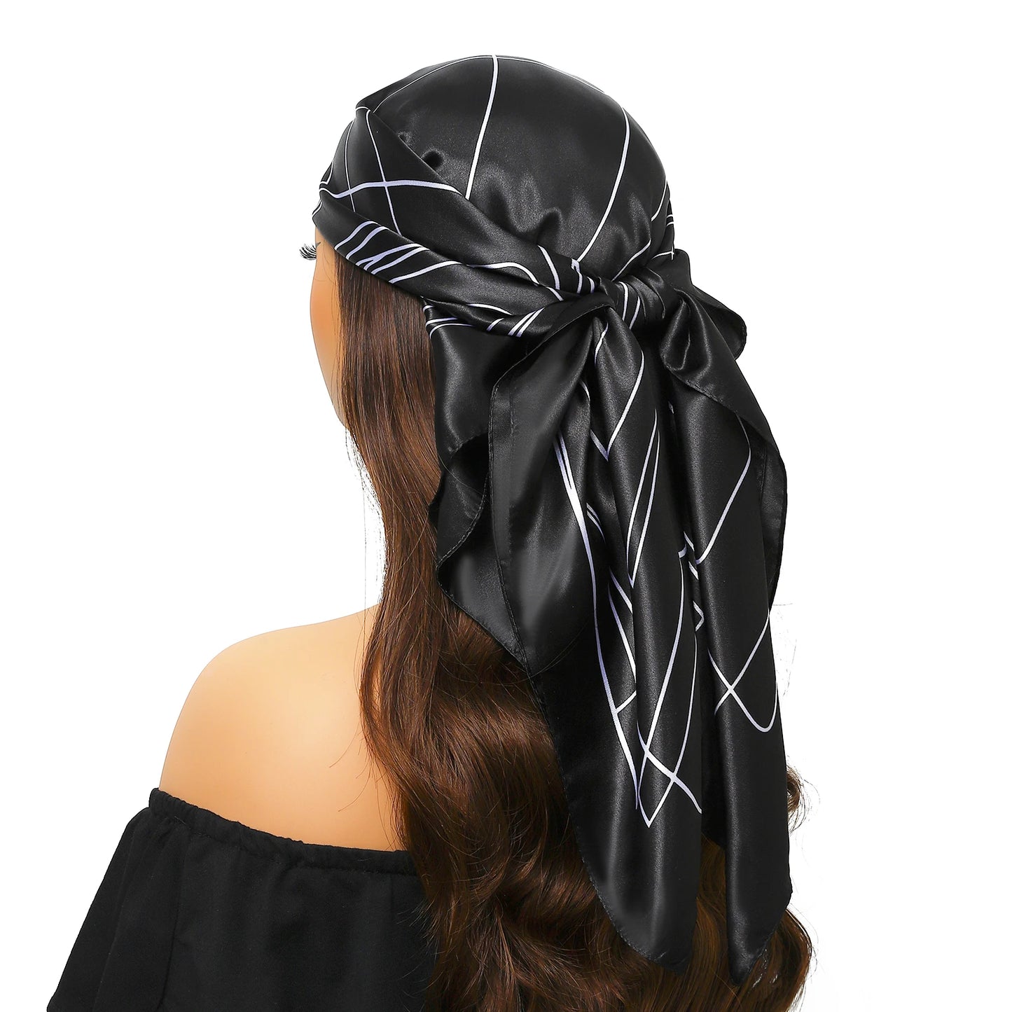 90cm Women Four Seasons Square Silk Satin Bandana Wrap Shawl Scarves Scarfs Spk11
