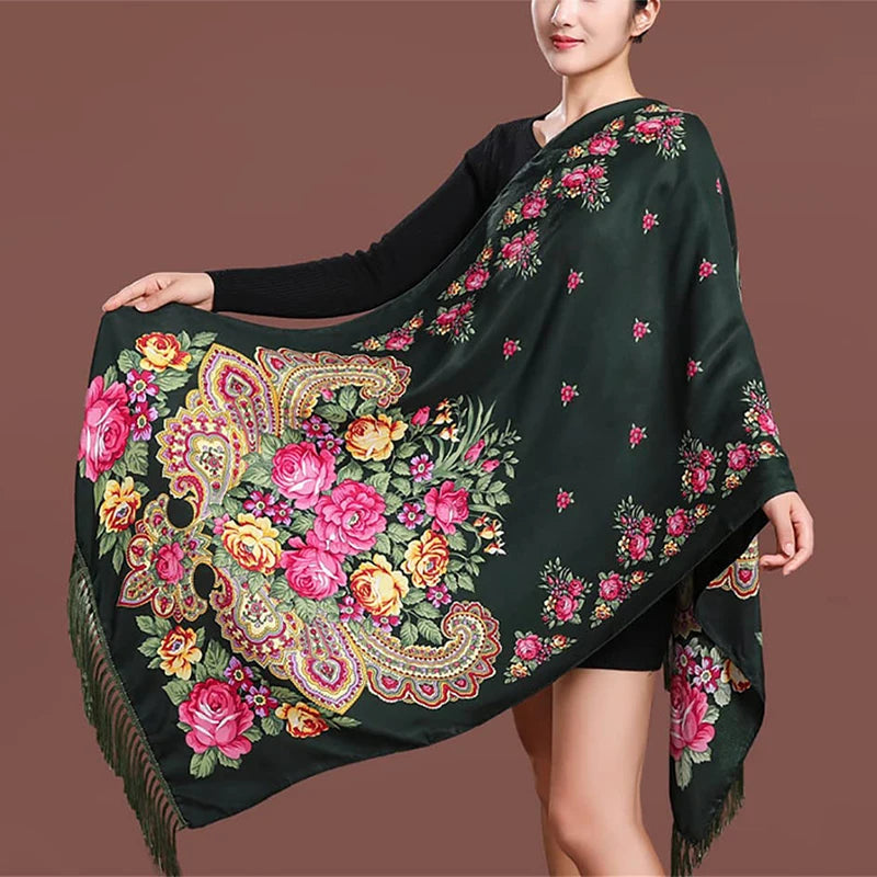 70x170cm Women Fashion Embroidery Shawls Scarf Pashmina Flower Printed Wraps Scarves