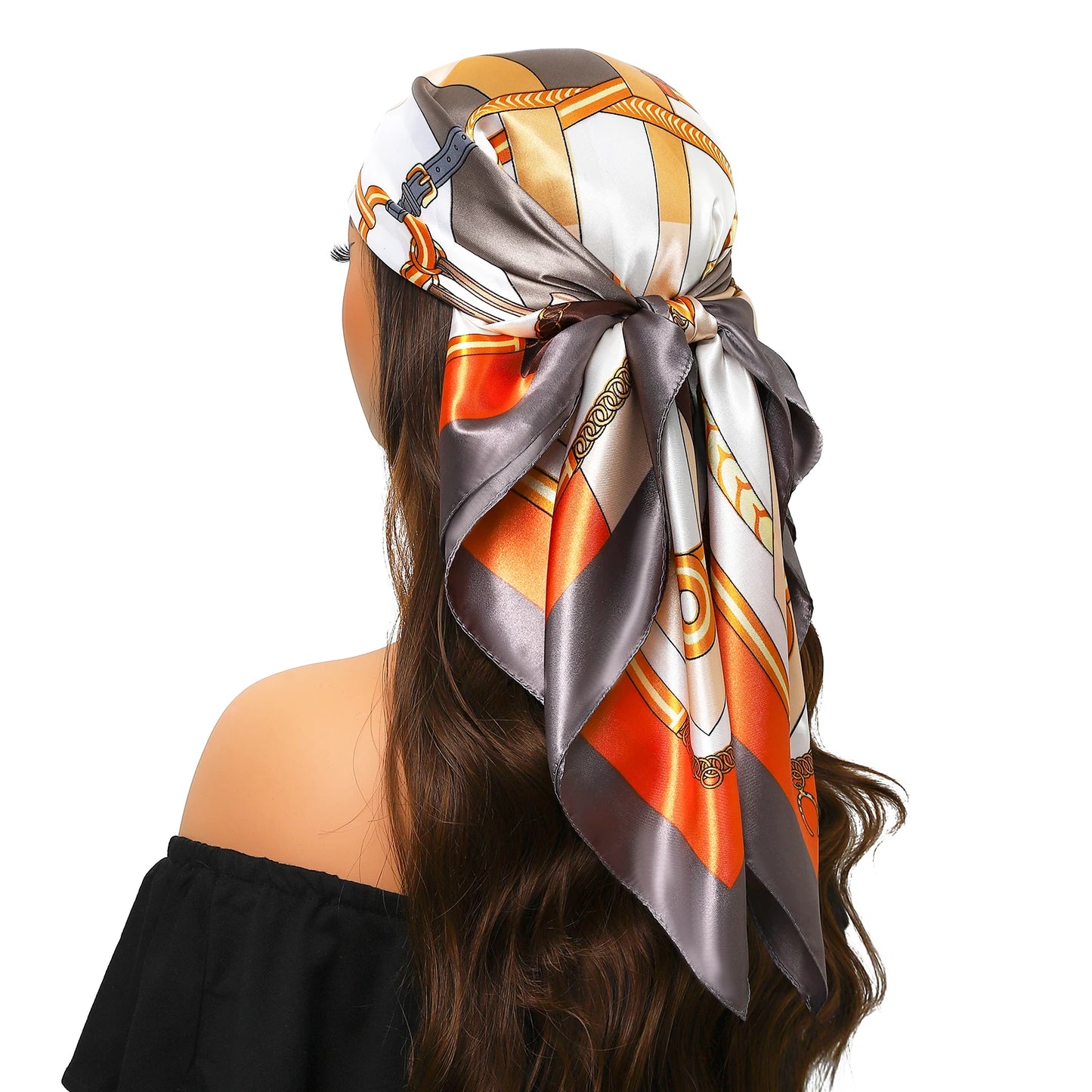 90cm Women Four Seasons Square Silk Satin Bandana Wrap Shawl Scarves Scarfs Sqk7