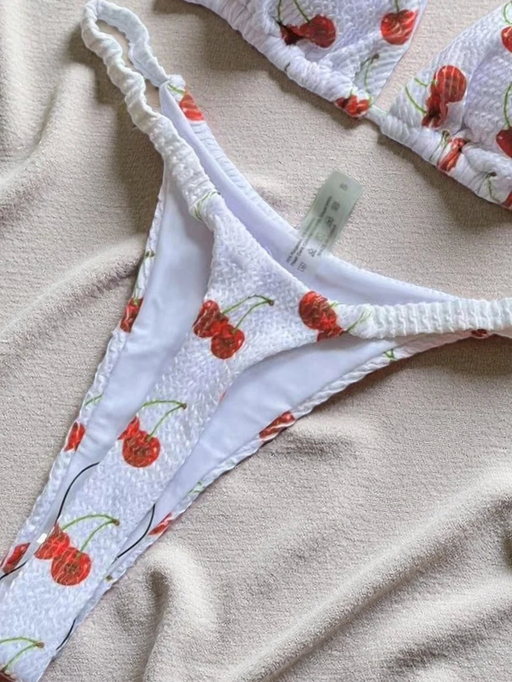 Micro Cherry Prints Bikini Push Up Women Swimwear Beach Swimsuit