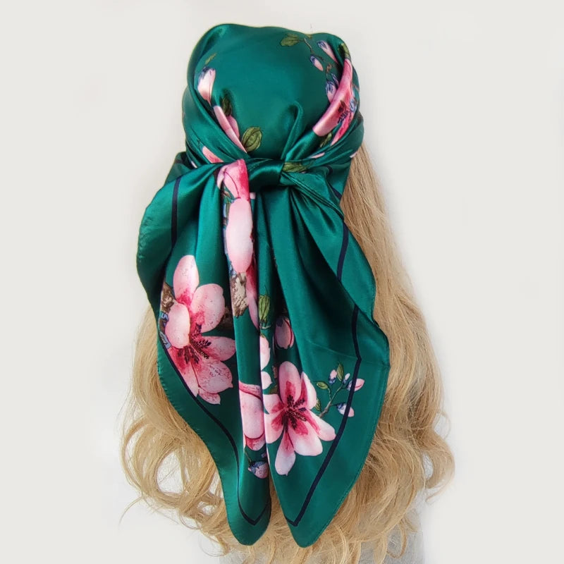 90*90cm Women Luxury Four Seasons Square Silk Satin Bandana Wrap Shawl Scarves Scarfs gk5