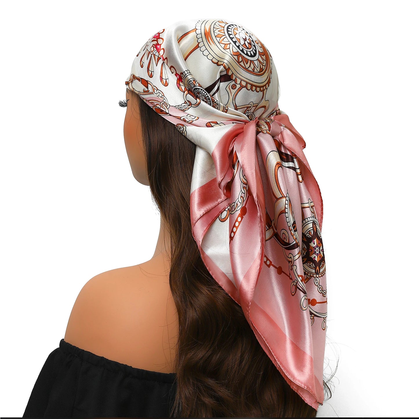 90cm Women Four Seasons Square Silk Satin Bandana Wrap Shawl Scarves Scarfs Spk11