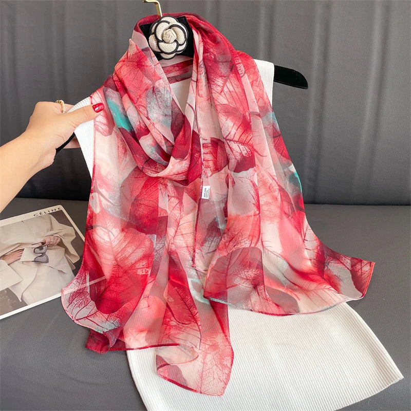 Women Beach Scarf Georgette Silk Shawls Design Printed Wraps Scarves