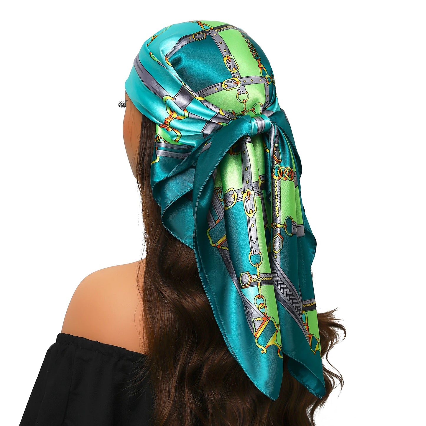 90cm Women Four Seasons Square Silk Satin Bandana Wrap Shawl Scarves Scarfs Spk11