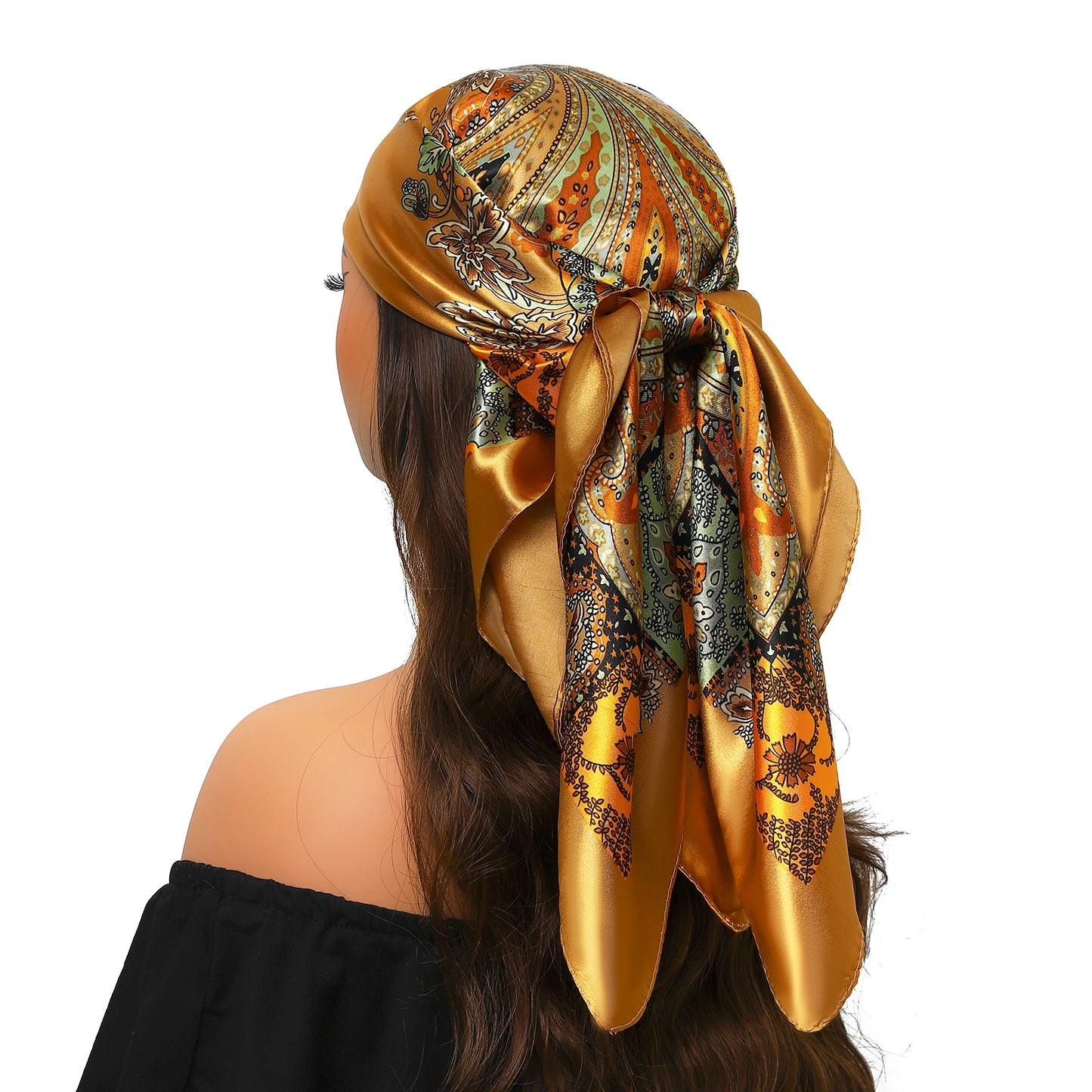 90cm Women Four Seasons Square Silk Satin Bandana Wrap Shawl Scarves Scarfs Spk13