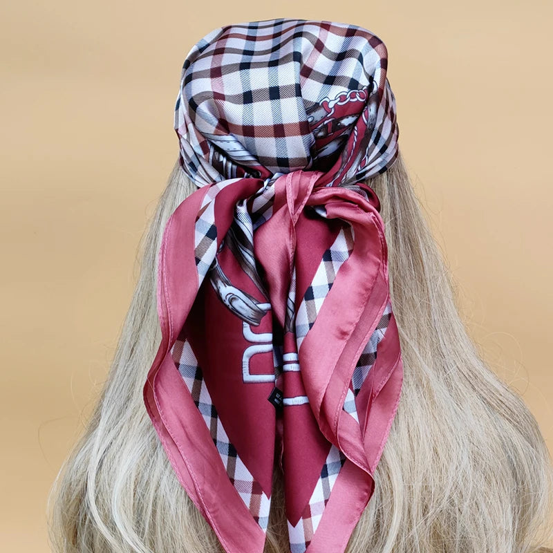 90cm Women Four Seasons Square Silk Satin Bandana Wrap Shawl Scarves Scarfs SRk3
