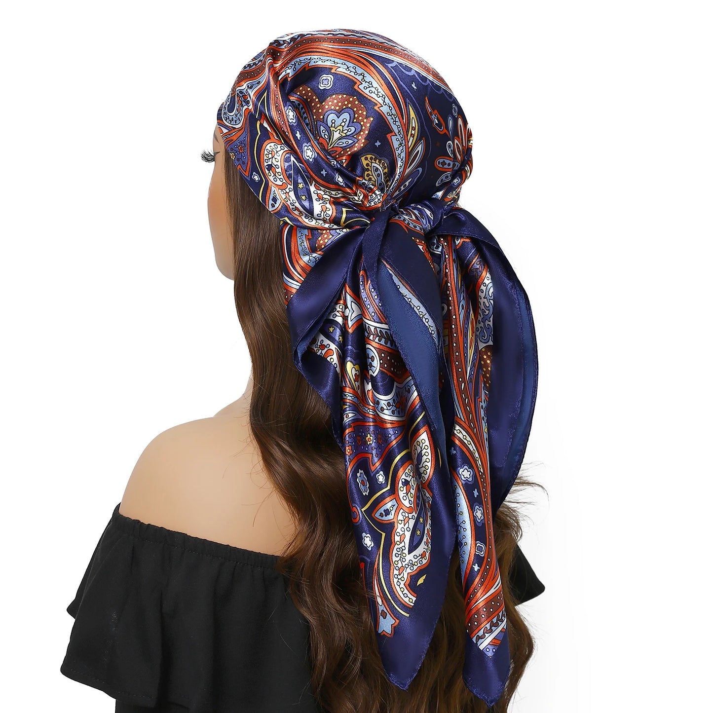 90cm Women Four Seasons Square Silk Satin Bandana Wrap Shawl Scarves Scarfs Spk13