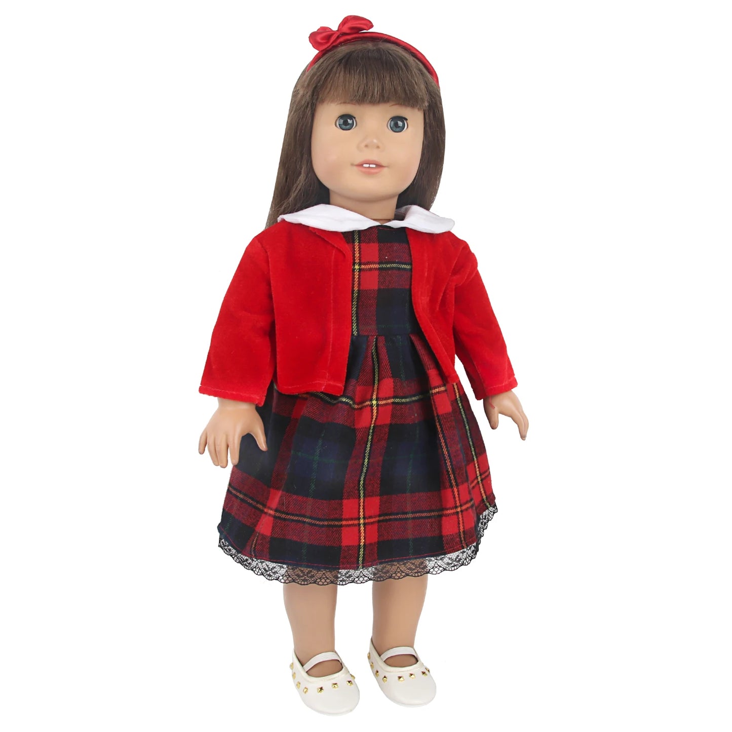 43cm Baby Newborn Scottish Plaid Skirt 18 Inches American Doll School Uniforms Dress + Coat Suits