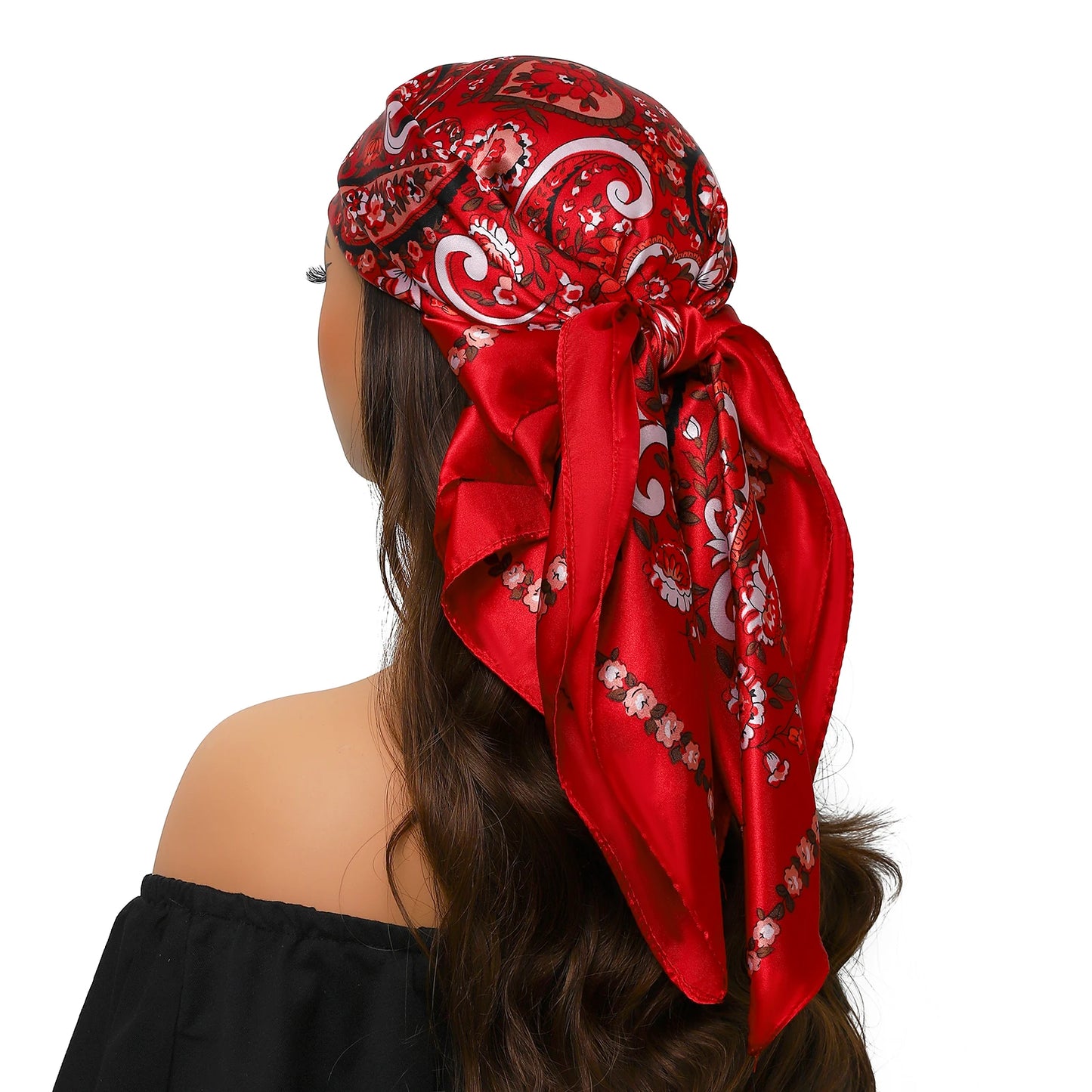90cm Women Four Seasons Square Silk Satin Bandana Wrap Shawl Scarves Scarfs Spk13
