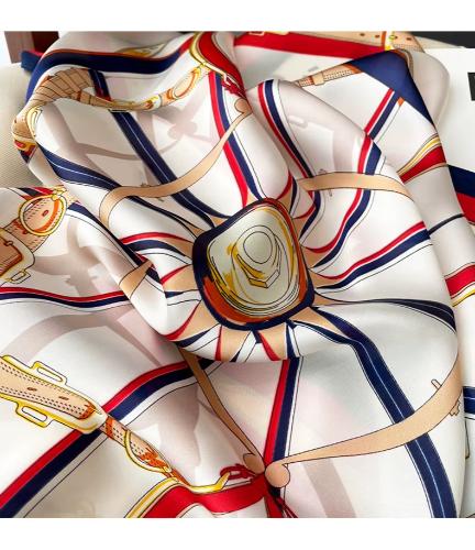 Luxury Silk Feeling Square Scarf Women 2024 Print Satin Neckerchief Spring Hair Band Foulard Bandana Echarpe Tie Shawl Wraps
