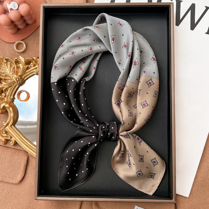 70*70cm Women Fashion Plaid Silk Satin Square Scarf Shawl Wrap Bandana Scarves