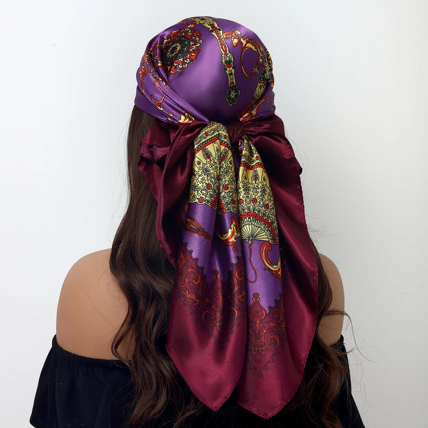 90cm Women Four Seasons Square Silk Satin Bandana Wrap Shawl Scarves Scarfs Sqk7
