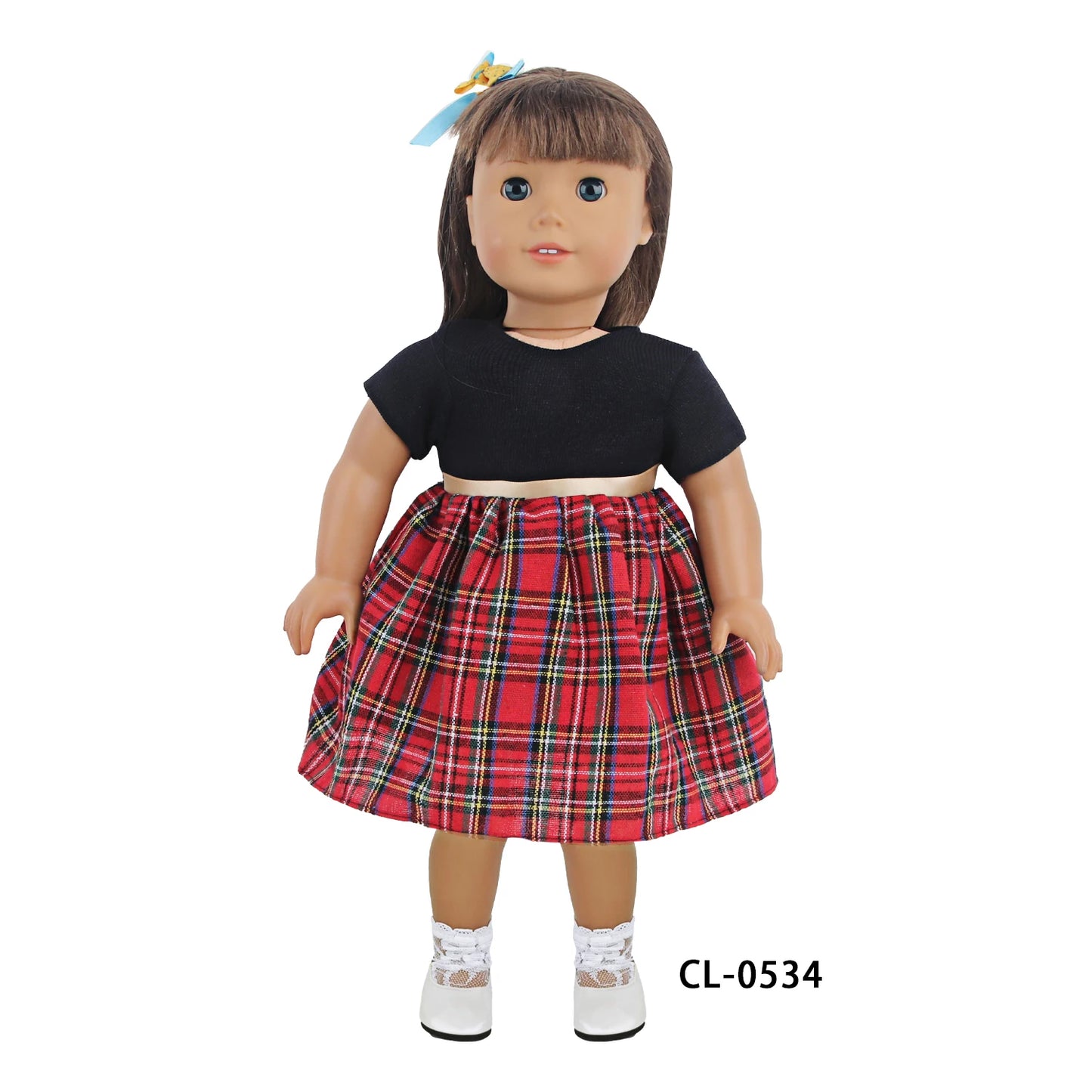 Cute Princess Lace Plaid Skirt American 18-inch Girl Doll Clothes Set 43cm Baby Newborn Toys