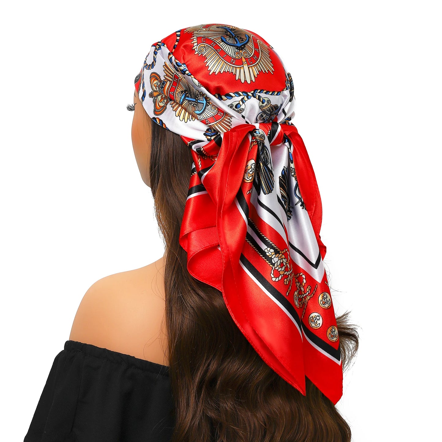 90cm Women Four Seasons Square Silk Satin Bandana Wrap Shawl Scarves Scarfs Sqk7