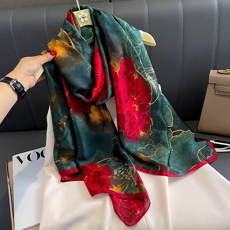 180X90cm Women Warm Design Satin Silk Finish Four Seasons Scarves Scarf