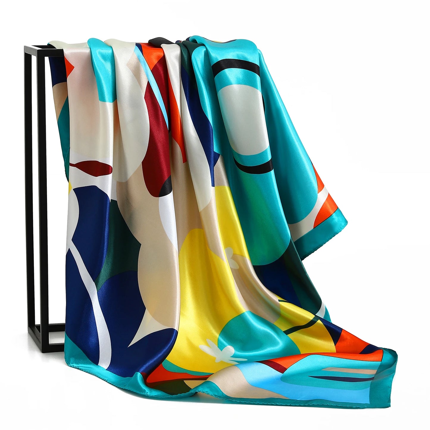 90cm Women Four Seasons Square Silk Satin Bandana Wrap Shawl Scarves Scarfs kfy1