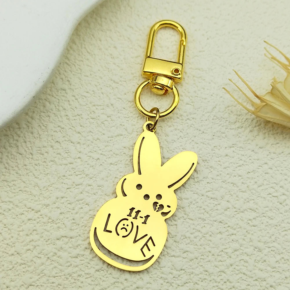 Women Men Kpop Lil Peep Rabbit Sad Stainless Steel Chain Necklace Pendant