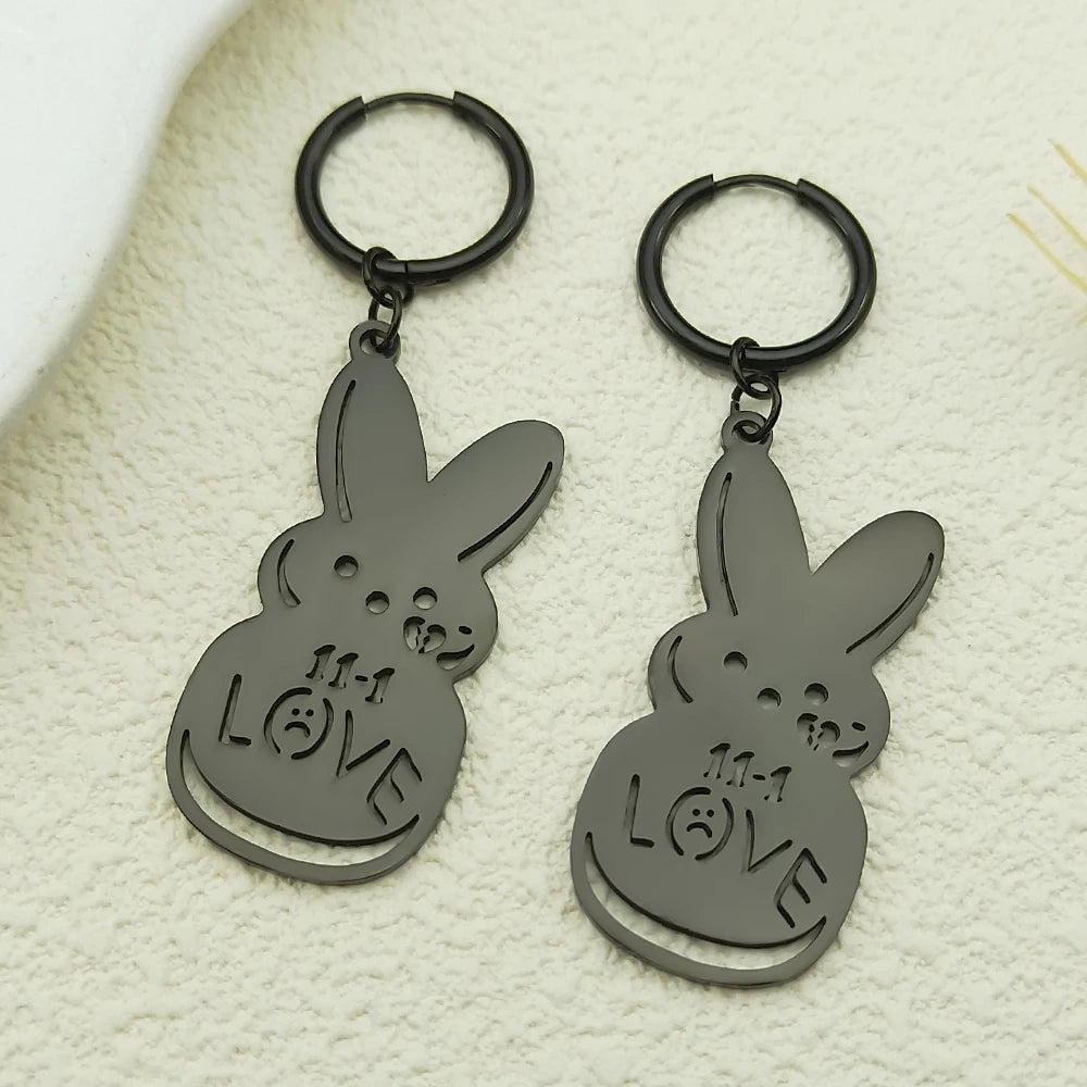 Women Men Kpop Lil Peep Rabbit Sad Stainless Steel Chain Necklace Pendant