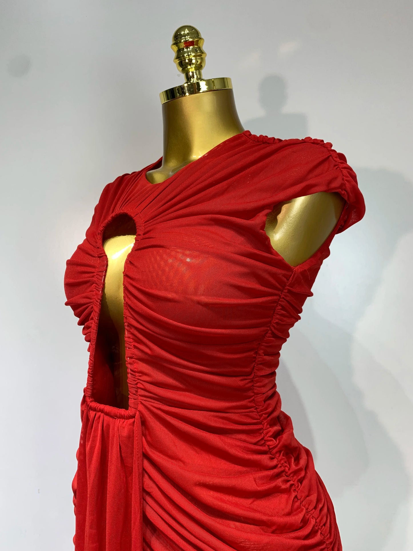 Sexy Sleeveless O-Neck Cut Out Bodycon Mesh Long Dress Celebrity Evening Party Club Dress
