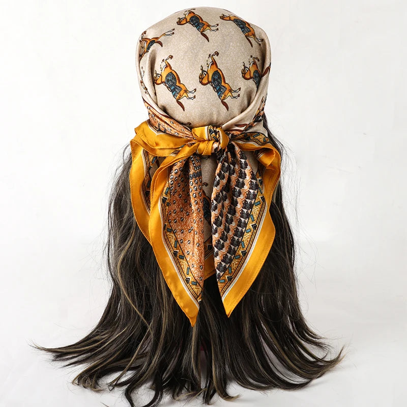 70x70cm Women Fashion Square silk Scarf Bandana Printed Wrap Shawl Scarves