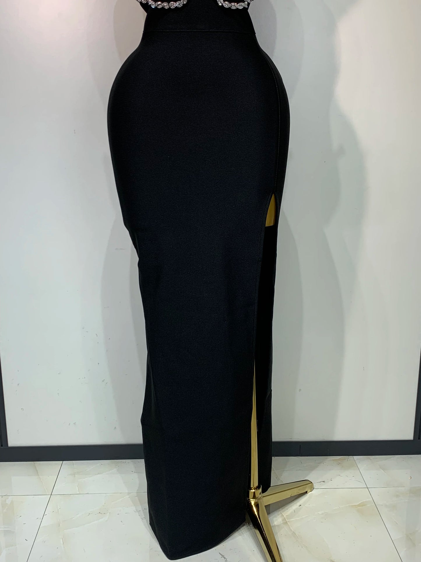 Sexy Halter Long Bandage Shiny Crystal Backless Evening Party Birthday Dress