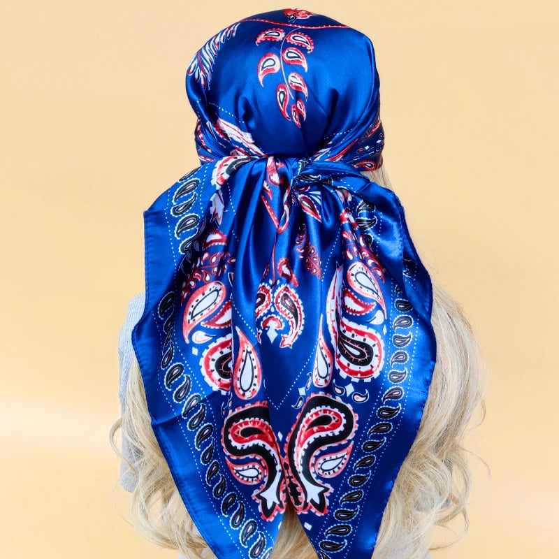 90cm Women Fashion Four Seasons Square Silk Satin Bandana Wrap Shawl Scarves Scarfs