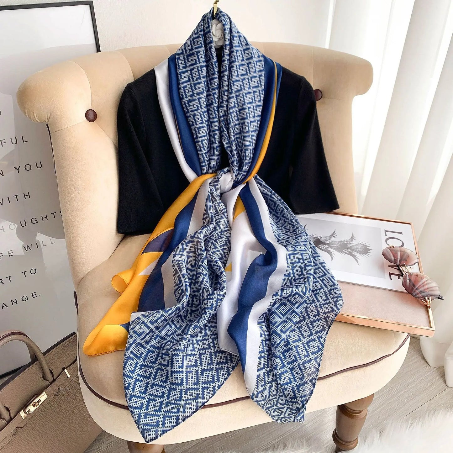 180X90cm Women Four Seasons Bandanna Designs Square Wrap Shawl Scarf Scarves kgL8