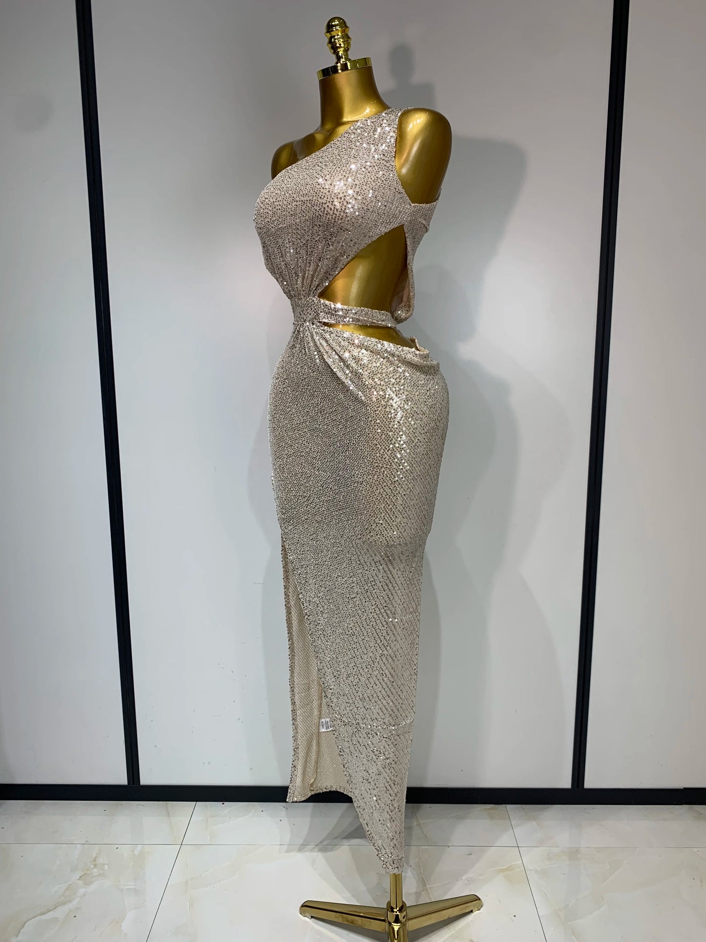 Sexy One Shoulder Long Designer Split Evening Party Birthday Dress