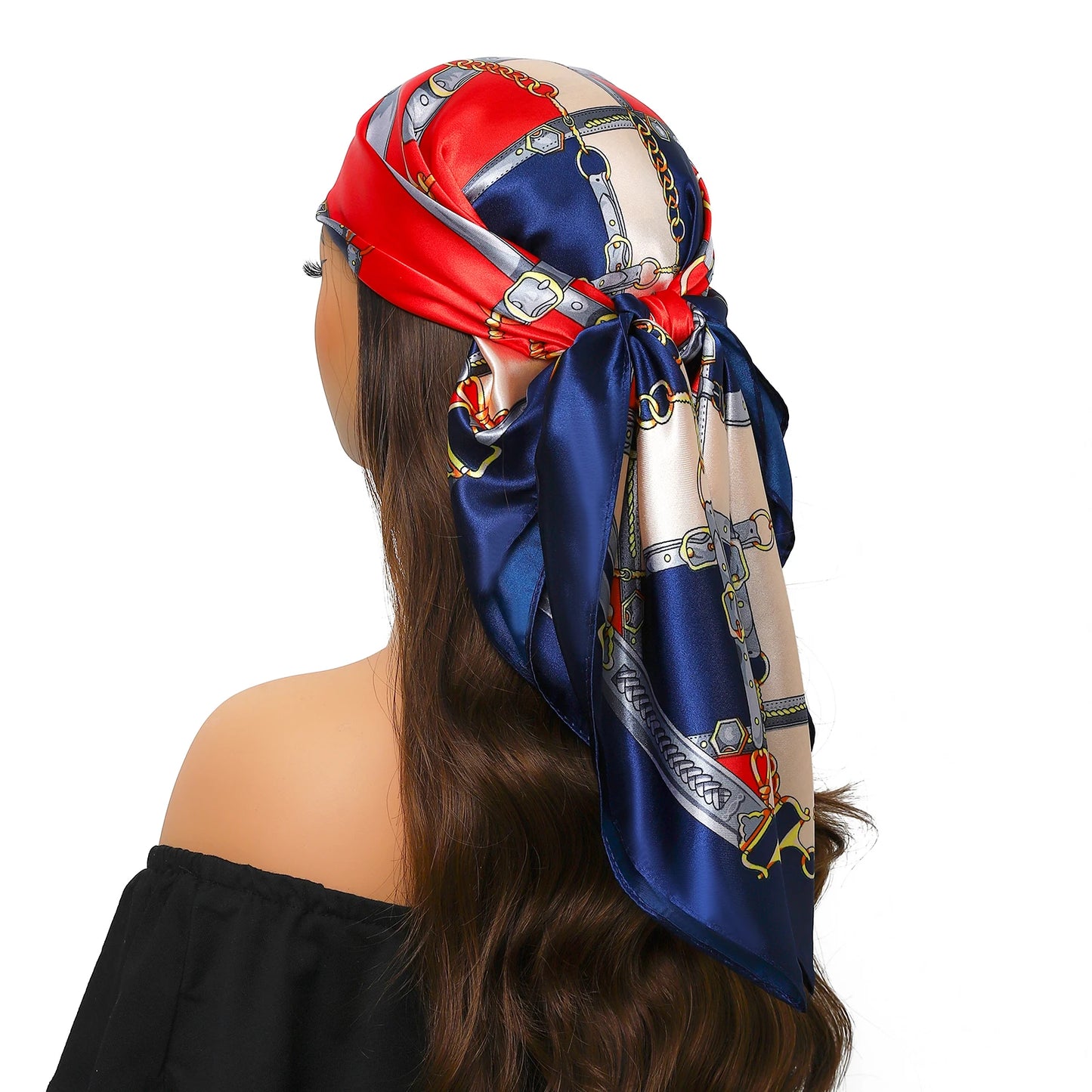 90cm Women Four Seasons Square Silk Satin Bandana Wrap Shawl Scarves Scarfs Spk11