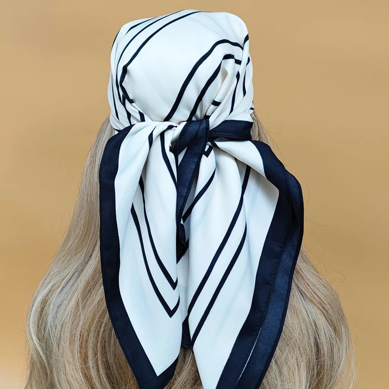 90cm Women Four Seasons Square Silk Satin Bandana Wrap Shawl Scarves Scarfs SRk3